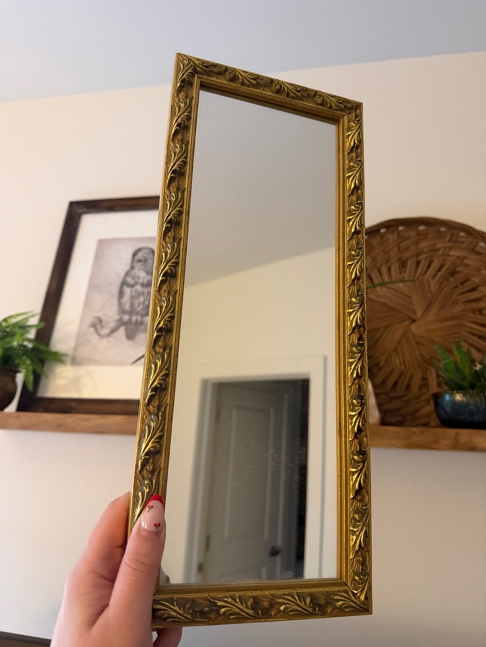 🪞 Vintage Ornate Gold Wall Mirror 15x6 Hollywood Regency Gallery Wall Decor